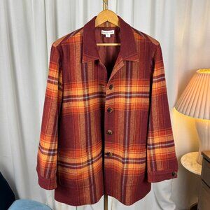 Vintage Plaid Wool-Blend Shirt Jacket by Coldwater Creek sz Large (14/16)